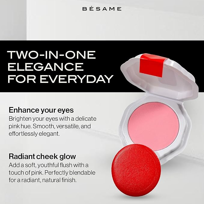 Besame Cosmetics Dreamy Pink Powder Blush Refill - Fits Signature Compacts Post-2019, Soft Pink, Safe for Eyes