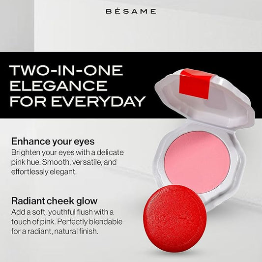 Besame Cosmetics Dreamy Pink Powder Blush Refill - Fits Signature Compacts Post-2019, Soft Pink, Safe for Eyes