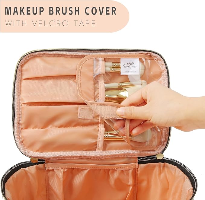 Meiyuuo Birthday Gifts Personalized Makeup Bag Cute Cosmetic Bags Large Travel Pro Pouch Toiletry Bag with Divider and Handle Teens Tweens Gifts Trendy Stuff Cow Print K