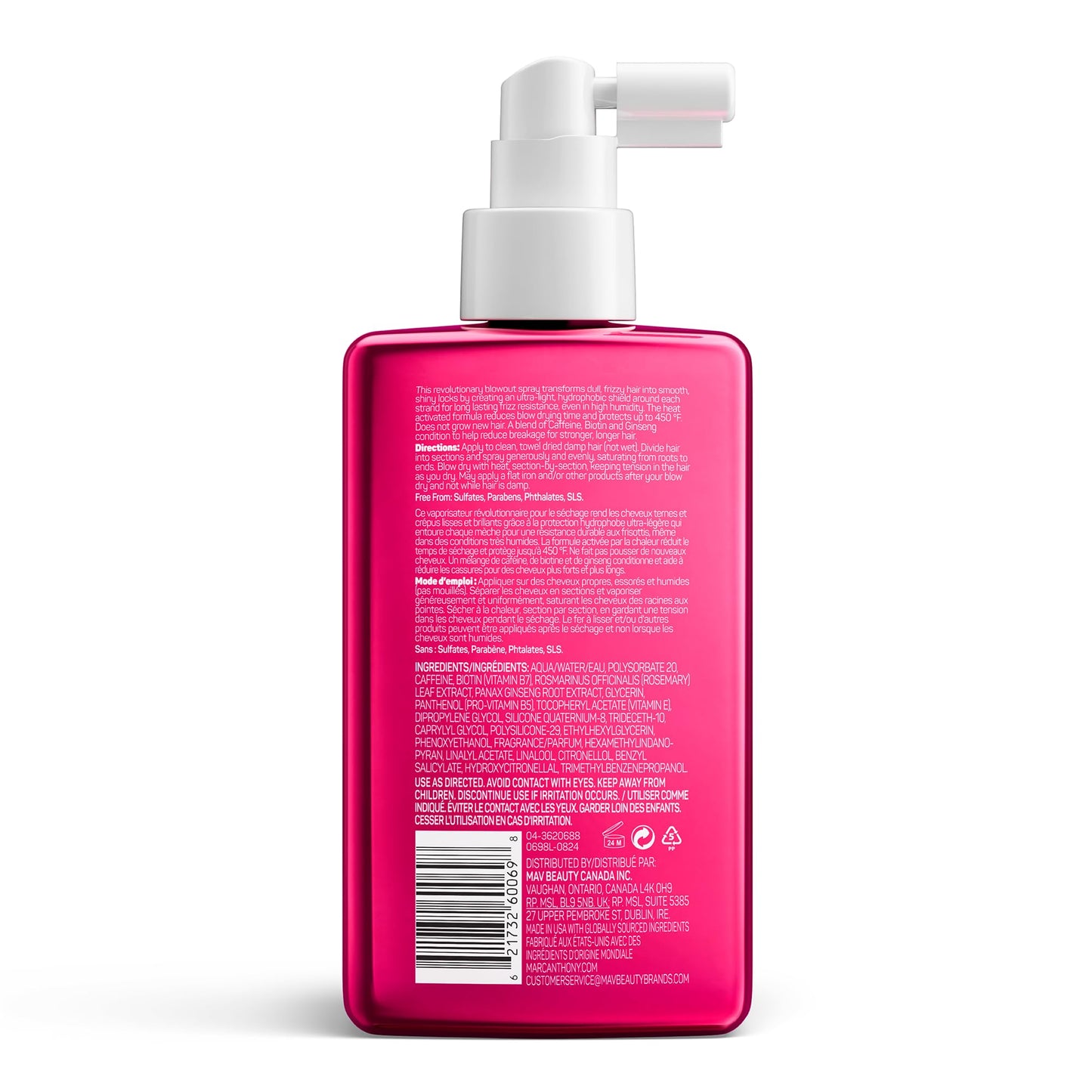 Marc Anthony Anti-Frizz Shield Ultimate Blowout Spray, Grow Long - Smooth, Shiny Hair in High Humidity - Heat Protectant - 6.7 oz