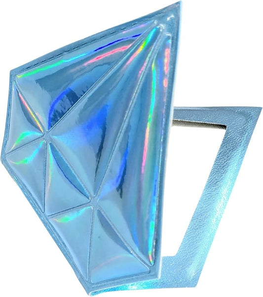 Makeup Mirror| Small Cute for Purse|2X/1X Magnifying| Your Womens Fashion| Travel Portable Slim Compact Mirror| Leather Gorgeous Elegant Iridescent Diamond Shape Women| Graduation Stylish