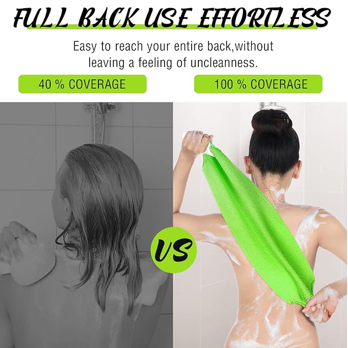 5 Pcs Back Scrubber for Shower Exfoliating Body Exfoliating with Handles Washcloth Towel Pull Strap Shower Scrubber for Body Cleans Skin Massages for Women Men One Size