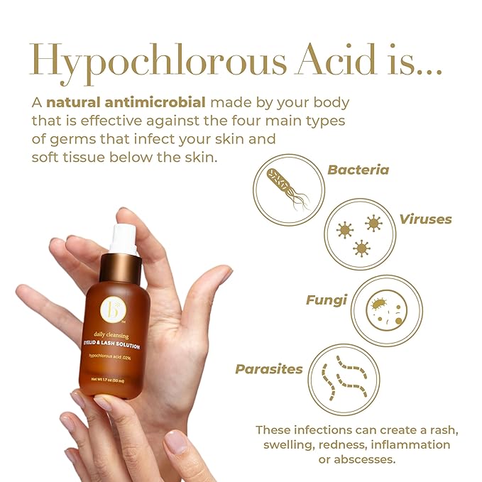 Bloome* Hypoallergenic Eyelid & Lash Cleanser Spray - Gentle Formula with .02% Hypochlorous Acid for Eye Comfort, Suitable for Eyelid Hygiene, Safe for Lash Extensions, 50 ml (1.7 fl oz)