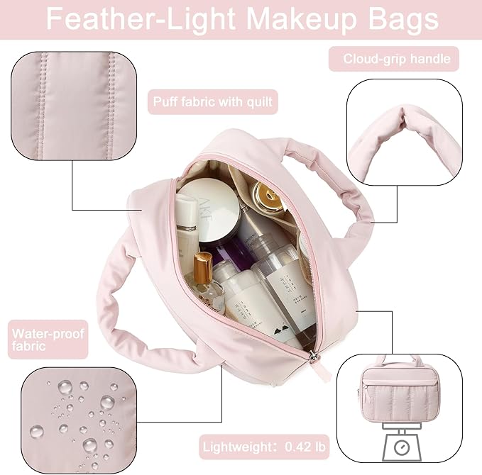 Makeup Bag for Women Cosmetic Bag Large Make Up Organizer Travel Toiletry Bags Waterproof Zipper Tote Pouch Purse for Girls