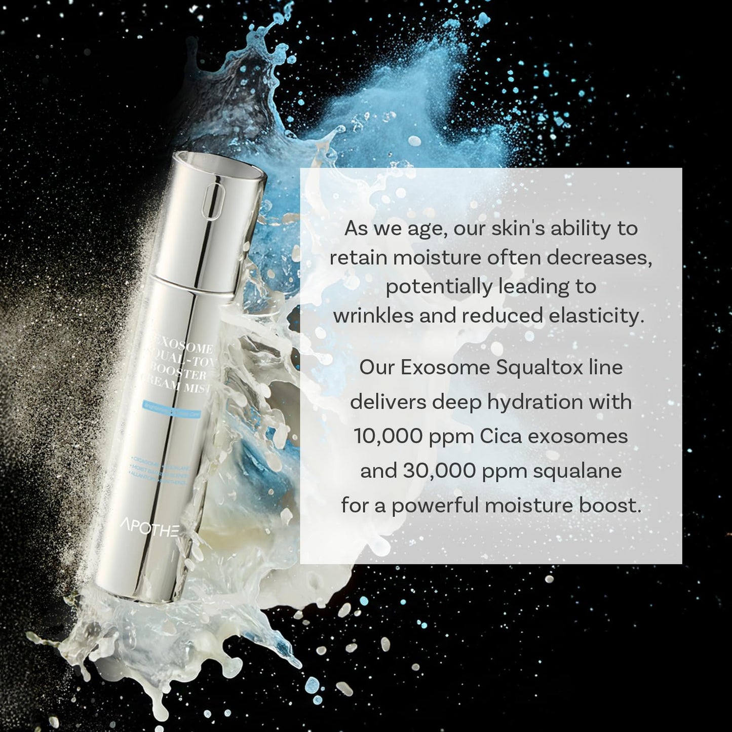 APOTHE Exosome Squal-Tox Booster Cream Mist 3.38 fl oz (100ml) – Hydrating, Soothing, and Brightening with Squalane, Centella Asiatica, and Niacinamide