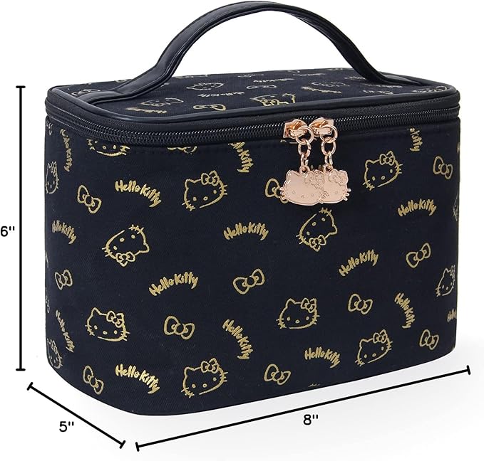 AmBealla Make up Bag Travel Cosmetic Bags Brush Holder Zipper Pouch Case Organizer Cute Organizer Suitable for Purse for Women (Black Bucket Bag)