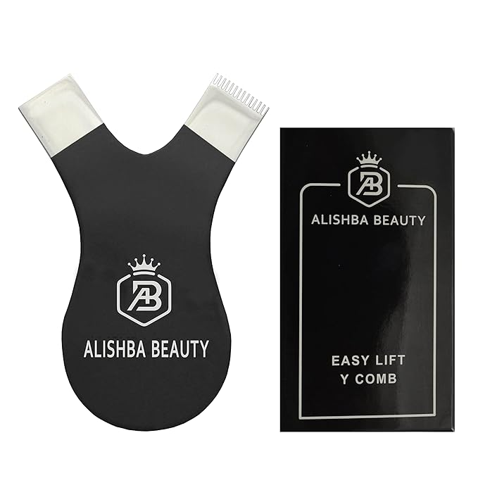 ALISHBA BEAUTY STAINLESS STEEL EASY LIFT Y-COMB SHAPE LASH LIFT BRUSH LASH LIFT PERM TOOL, TINT TOOL, EYELASH LIFT & MAKEUP BEAUTY TOOL FOR LASH GRAFTING YCOMB TOOL (BLACK)