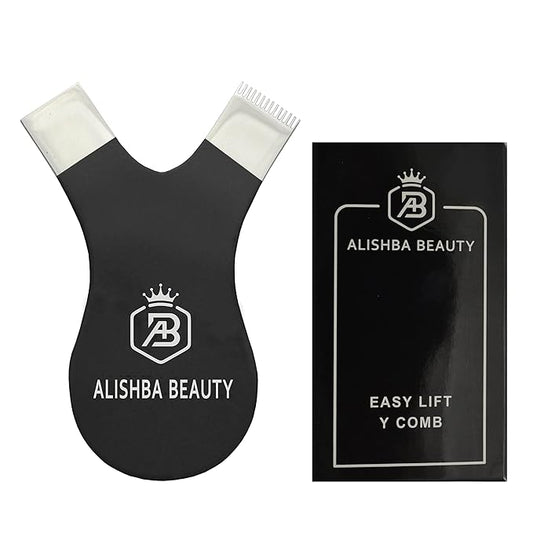 ALISHBA BEAUTY STAINLESS STEEL EASY LIFT Y-COMB SHAPE LASH LIFT BRUSH LASH LIFT PERM TOOL, TINT TOOL, EYELASH LIFT & MAKEUP BEAUTY TOOL FOR LASH GRAFTING YCOMB TOOL (BLACK)