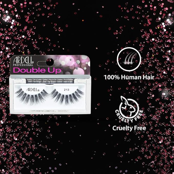 Ardell Double Up 213 False Eyelashes, Dramatic Volume and Length, Reusable Strip Lashes for Bold Eye Look, 4 Pairs