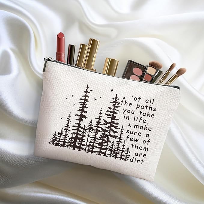 2pcs Camping Gifts for Women Makeup Bag, Travel Essential Cosmetic Bag Camping Essentials Inspirational Gifts for Women Female Girls Sister BFF Nature Lover, Glamping Toiletry Bags