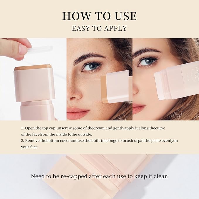O'CHEAL Face Foundation Contour Stick Blemish Contouring Face Long-wear Lightweight Brighten Stick Concealer Beauty Makeup 01#IVORY