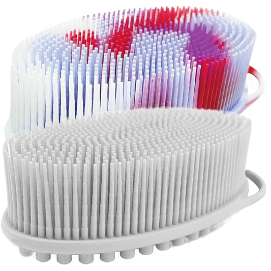 Avilana Light Gray and Marble Silicone Body Scrubber Bundle - Sleek and Elegant Dual-Tone Set