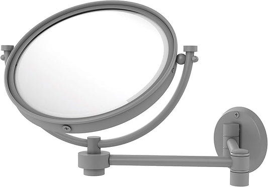 Allied Brass WM-6/3X 8 Inch Wall Mounted Extending 3X Magnification Make-Up Mirror, Matte Gray
