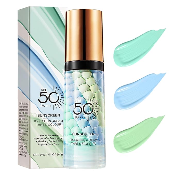 3 In 1 Makeup Primer for Face,SPF 50,Primer for Face Before Makeup,One Step Color Corrector,Sunscreen Makeup Primer,Isolation Cream,Skin Tone Even,Summer Oil Control Moisturizing Makeup Base