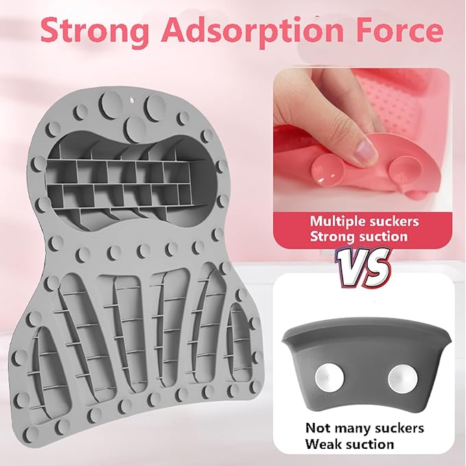 Bath Silicone Pillow Luxury Bathtub Pillow with Non-Slip Suction Cup (Gray)