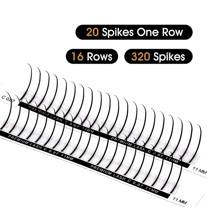 KOLYBEL Premade Fan Spikes Lash Extensions 0.07mm D Curl 8-15mm Mixed Tray Wipsy Volume Lash Extensions 320 Spikes Fans Matte Black Eyelash Extension Supplies（0.07-D,8-15mm）