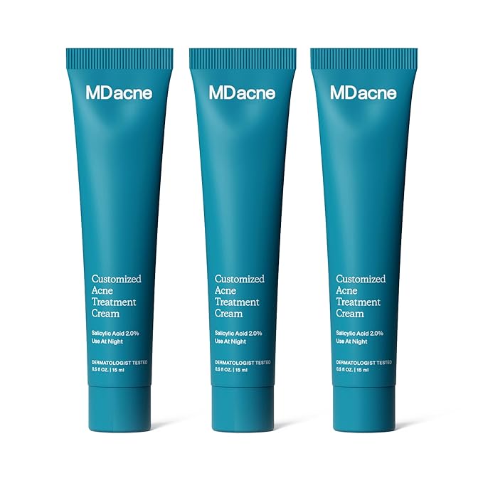 MDacne Salicylic Acid 2.0% (3-Pack) - Acne Treatment Cream, Facial Exfoliant Unclog Pores, Prevents Blemishes, Blackheads, Wrinkles & Fine Lines, Reduce Irritation for Sensitive Acne-Prone Skin