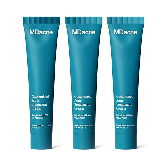 MDacne Salicylic Acid 2.0% (3-Pack) - Acne Treatment Cream, Facial Exfoliant Unclog Pores, Prevents Blemishes, Blackheads, Wrinkles & Fine Lines, Reduce Irritation for Sensitive Acne-Prone Skin