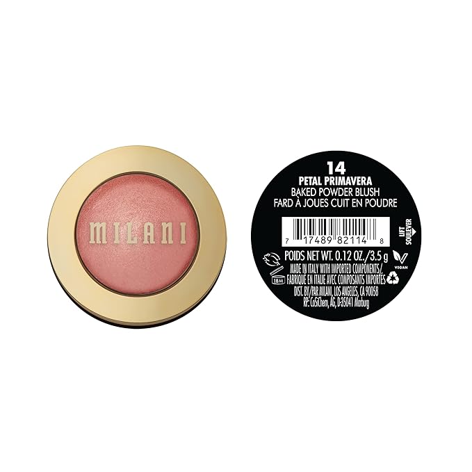 Milani Baked Blush, Powder Blush for Cheeks, Cruelty Free Makeup - Shape, Contour & Highlight Face for a Shimmery or Matte Finish -Petal Primavera