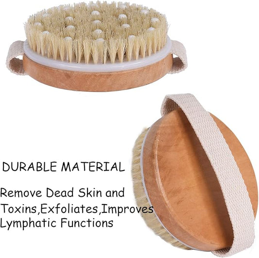 Dry Body Brush Exfoliating Back Scrubber,Brushing Body Brush for Cellulite and Blood Flow,Lengthened Natural Loofah Exfoliating Body Scrubber for Shower