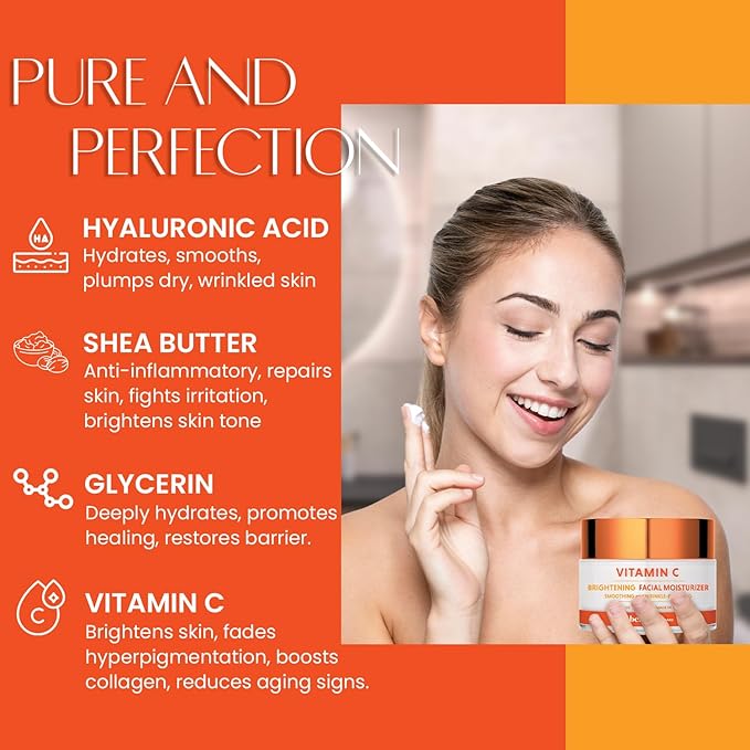 Vitamin C Facial Moisturizer - Hydrating & Anti-Aging, Smooths & Brightens Skin - Dermatologist Tested, Clean Beauty, Cruelty-Free Korean Skin Care for All Skin Types - 1.69 fl. oz