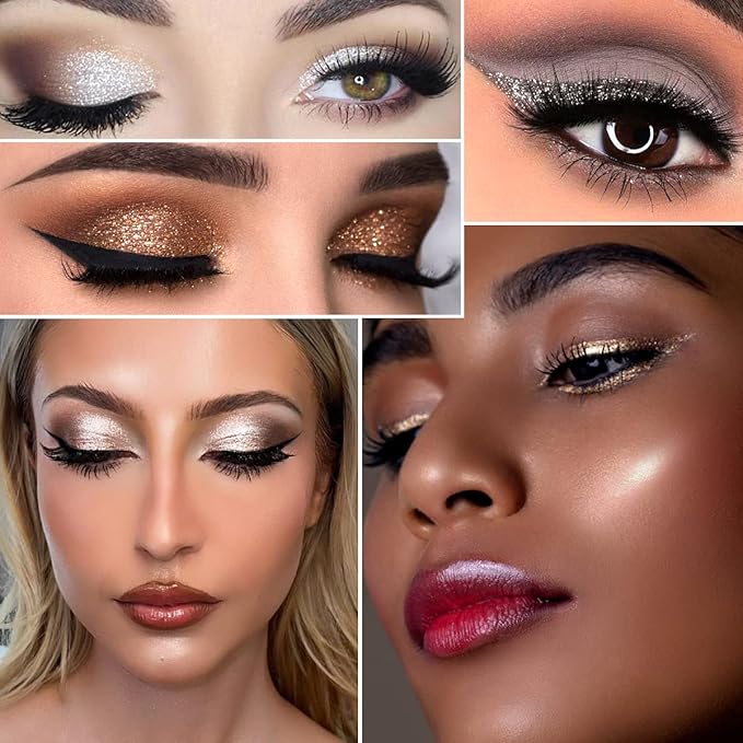 Magnificent Metals Glitter Glow Liquid Eye Shadow Natural Naked Colors, Long Lasting and Quick Drying Formula, Creates High-Impact, Multi-Dimensional Glitter Eye Looks,Talce Free #5