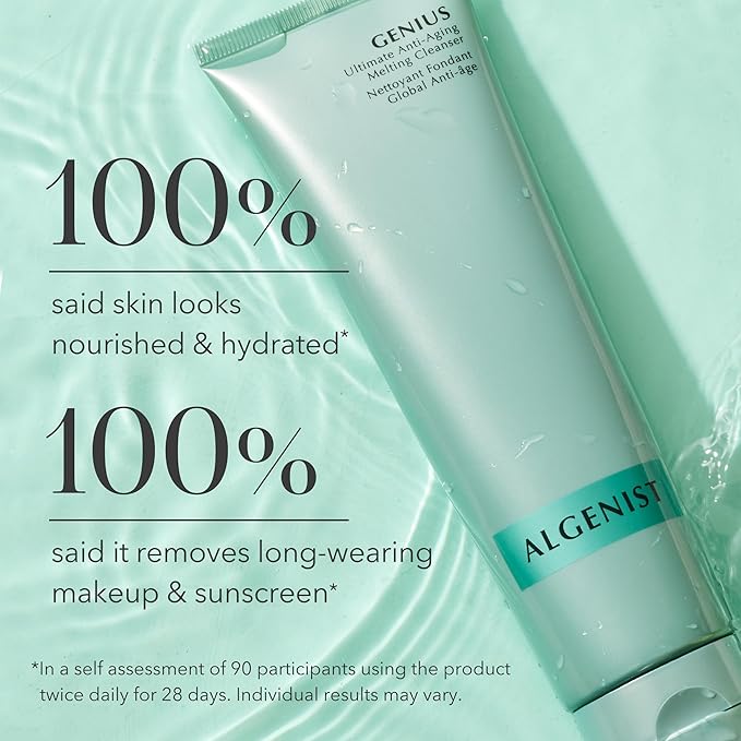 Algenist GENIUS Ultimate Anti-Aging Melting Facial Cleanser - Milky Cleansing Oil + Makeup Remover with Avocado Oil, Alguronic Acid and Microalgae Oil - Nourishes Skin + Improves Radiance (150ml)