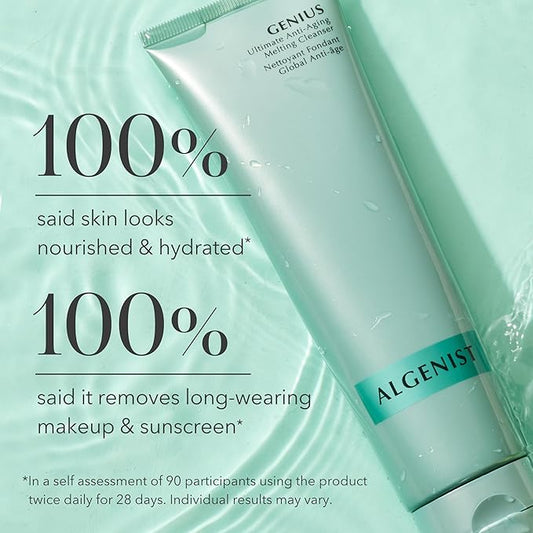 Algenist GENIUS Ultimate Anti-Aging Melting Facial Cleanser - Milky Cleansing Oil + Makeup Remover with Avocado Oil, Alguronic Acid and Microalgae Oil - Nourishes Skin + Improves Radiance (150ml)