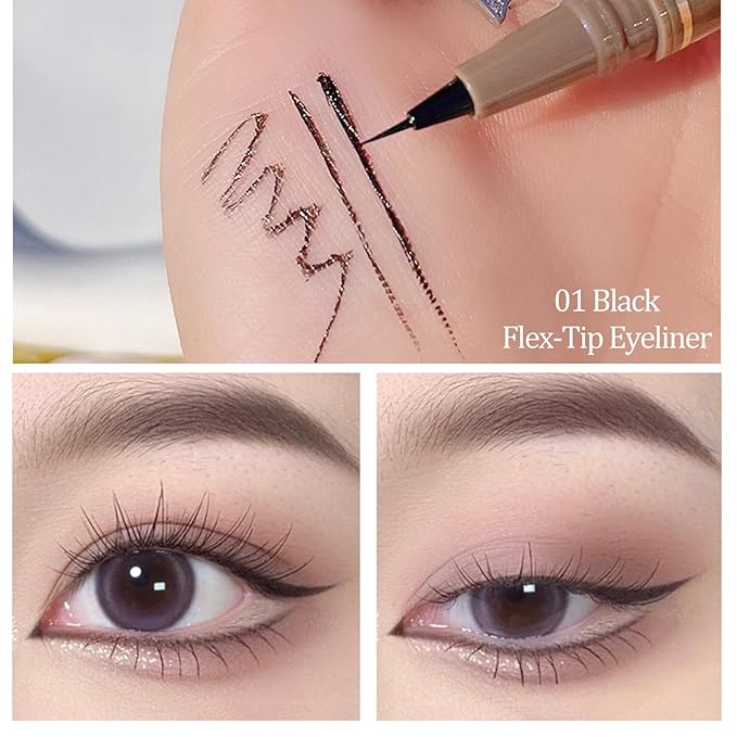 Black Liquid Eyeliner, Liquid Eye Liner Waterproof And Smudge Proof Eyeliner Makeup, High-Pigmented Liquid Eyeliner Pen For Women Long-Lasting Wear, Felt Tip, Smooth, Quick Drying, Lightweight