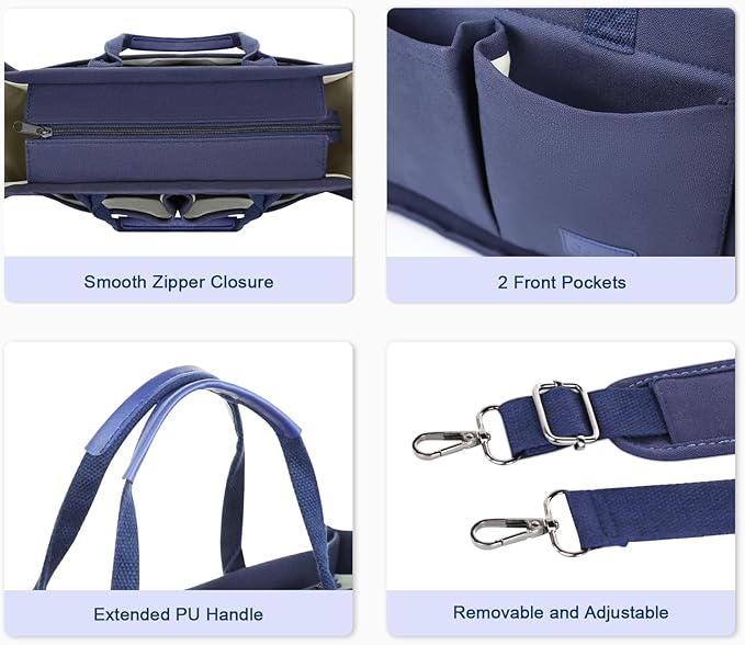 Canvas Tote Bag for Women With Pockets, Laptop Work Crossbody Purses Everything Shoulder Tote Bag Everyday Satchel Handbags