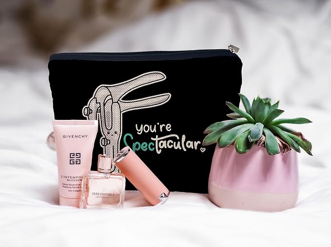 Ayxvt Obgyn Cosmetic Make up Bag - Obgyn Gifts Makeup Bag, Medical Office Decor, Obgyn Gifts for Doctors, Midwife Gifts Cosmetic Bag, Gifts Ideas for Doctors (Black)