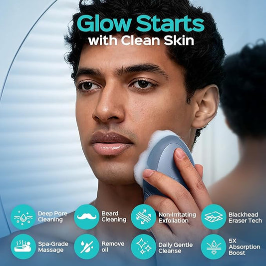 COSLUS Facial Cleansing Brush Face Scrubber : Portable Silicone Waterproof Rechargeable Face Wash Brush, 5 Cleansing Modes, Electric Deep Cleaning for Men & Women, Removing Blackhead, Exfoliating