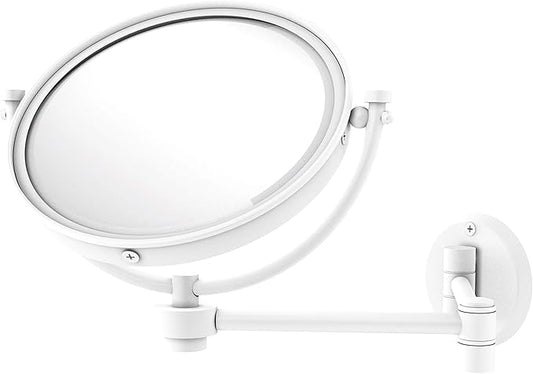 Allied Brass WM-6/4X 8 Inch Wall Mounted Extending 4X Magnification Make-Up Mirror, Matte White