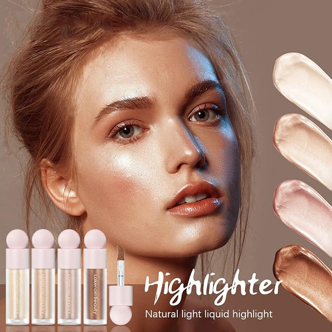 MEICOLY Liquid Highlighter,Long Lasting Liquid Luminizer Shimmer Stick,Waterproof Smooth Highlight Face Illuminator,Silky Natural Glow Makeup Sparkly Highlighters for Face,04 Transcend