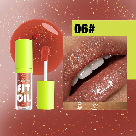 8 Colors Lip Plumping Gloss With Big Brush Head, Moisturizing Formula, Visibly Defines & Plumps Lips Repairing Lightening Lines Fresh Clear Smooth Care (# 06)