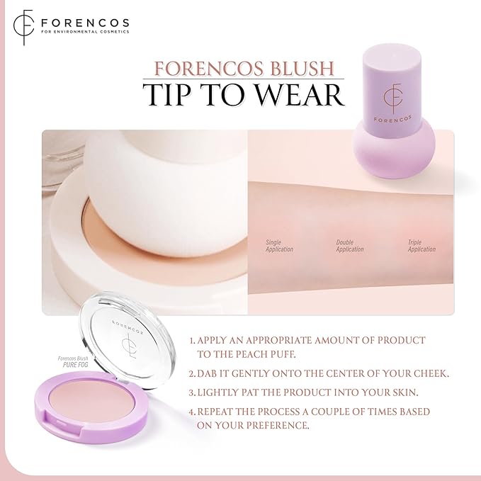 FORENCOS Matte Blush Set (Puff Included), Long Lasting Korean Blush Power, Zero Sebum Shine, Flawless Finish, Easy Blending, Lightweight & No Cakey Residue (PURE FOG)