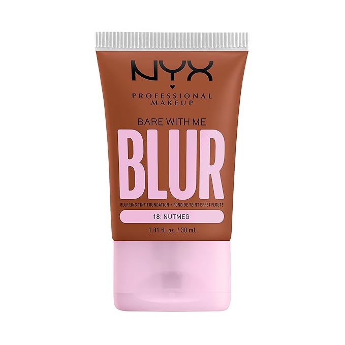 NYX PROFESSIONAL MAKEUP Bare With Me Blur Skin Tint Foundation Make Up with Matcha, Glycerin & Niacinamide - Nutmeg