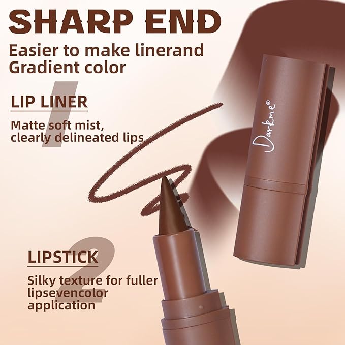 3 Colors 2 in 1 Lip Liner Set, Matte Nude Dark Brown Red Lip Liner Plumping Smooth Creamy Lip Pencil, High Pigmented Long lasting Light Brown Lipstick Makeup, 02+04+06