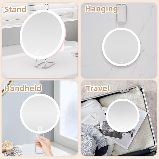 30X Magnifying Mirror with Lights, 6inch Makeup Magnified Mirror 30X Lighted Travel Magnification with 3 Suction Cups and 360° Adjustable Stand- Includes Tweezers & Scissors