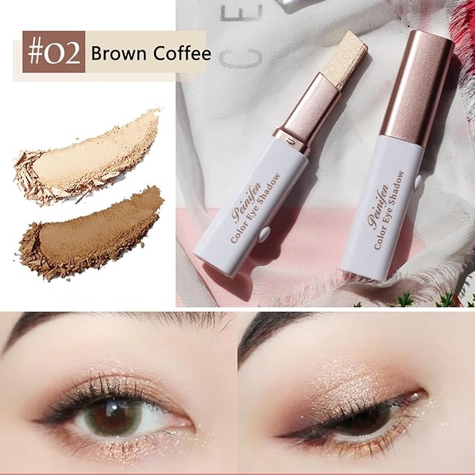 6 Colors Glitter Eyeshadow Stick,Double Colors Shimmer Eye Shadow Stick Gradient Eye Makeup (01&02&03)