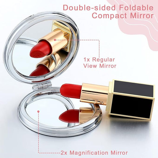 Berlune 10 Pcs Mandala Pocket Mirror Mini Travel Compact Makeup Mirrors Purses Accessories Hand Folding Beauty Mandala Designs Cosmetic Mirror Double-Sided 2 x Magnifying Supply for Girls Women