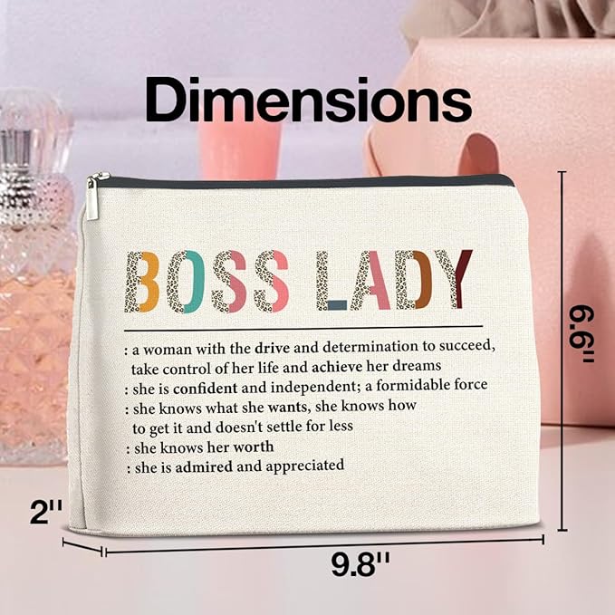 Makeup Bag Boss Lady Gifts for Women Female, Thank You Gifts for Boss Lady Definition Cosmetic Bag Zipper Makeup Pouch