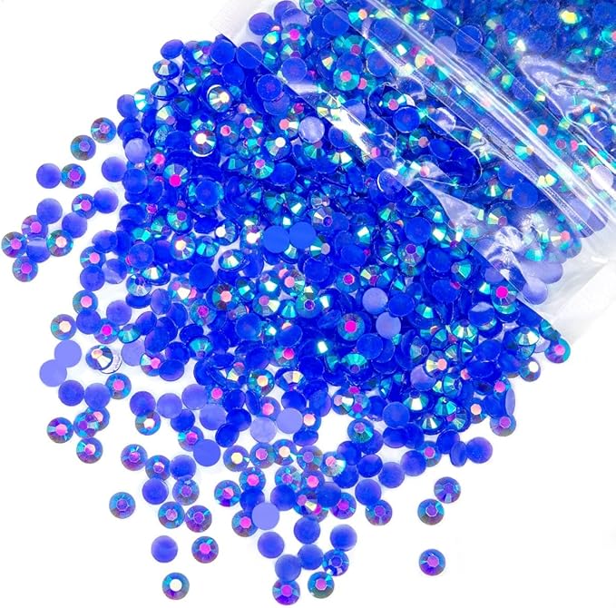 620PCS 6mm Royal Blue AB Resin Rhinestones Dark Blue AB Flatback Jelly Resin Stones Bulk SS30 Non-Hotfix Diamonds Gems Charms for Nails Face Eyes Makeup Tumblers Bottles DIY Crafts Decor Shoes