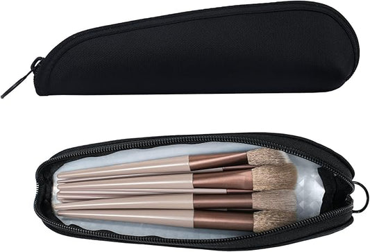 Aosbos Travel Makeup Brush Holder Bag, Small Cosmetic Pouch Organizer for Make Up Brush Traveling Case, Black Multi-functional Pouch