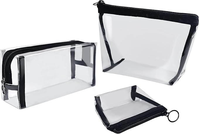 Aosbos 3-Pack Mesh Cosmetic Bag Set - Travel/On-The-Go Makeup Storage, Zipper Closure Small Pouch