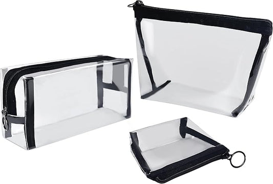 Aosbos 3-Pack Mesh Cosmetic Bag Set - Travel/On-The-Go Makeup Storage, Zipper Closure Small Pouch