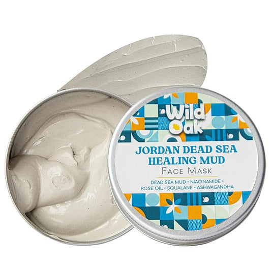 WildOak Dead Sea Healing Mud Clay Mask for Face & Body | 2% Niacinamide, Calendula & Zinc Oxide | Paraben & Sulphate Free | Blemishes, Evens Skin Tone, Enhances Radiance | For All Skin Types | 3.52 oz