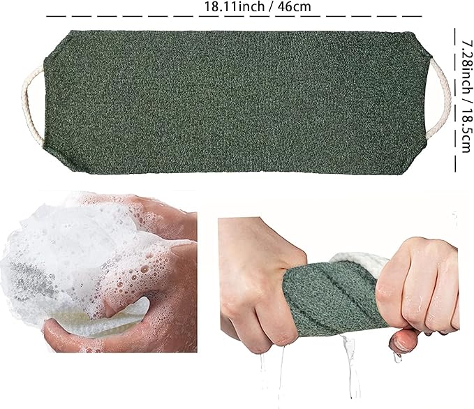 Scrubber Back for Shower Extended Length Scrubber Towel Exfoliating Washcloth Body Scrub Sponge Shower Loofah with Handle for Women Men Deep Clean Body Skin Massages (Gray&green2)