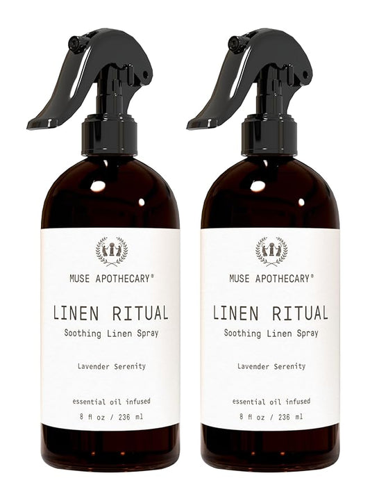Muse Apothecary Linen Ritual - Aromatic, Soothing, and Relaxing Linen Spray for Bedding, Laundry and Fabric Spray Freshener - Infused with Aromatherapy Essential Oils - Lavender Serenity