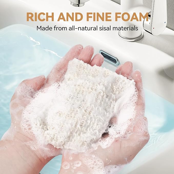 6 Packs Natural Sisal Bag - Exfoliating Foaming Pouch - Scrubber for Bath - Multiple Holders - Saver Bag Extend The Life of Your Soap Bar